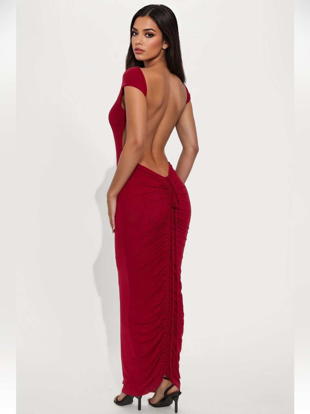 Fashion Nova Backless Maxi Dress - Burgundy